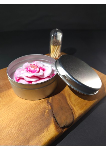 Doğal Soya Wax Dekoratif Teneke Mum (Gül) fiyatları
