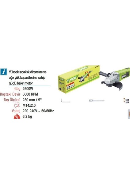 WD010512600 230 mm Profesyonel Büyük Taşlama 2600 W