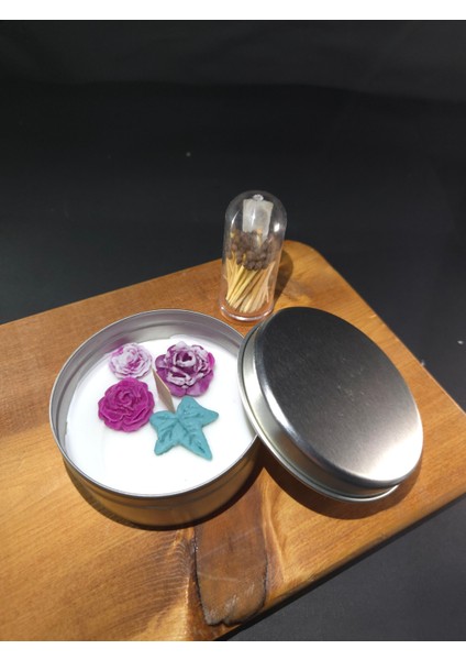 Doğal Soya Wax Dekoratif Teneke Mum (Gül)