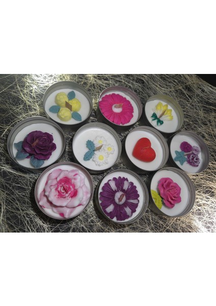 Doğal Soya Wax Dekoratif Teneke Mum (Gül)