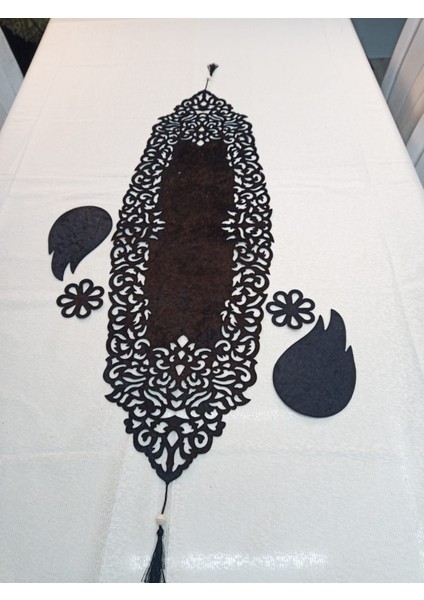 100X33CM Runner/kadife/siyah