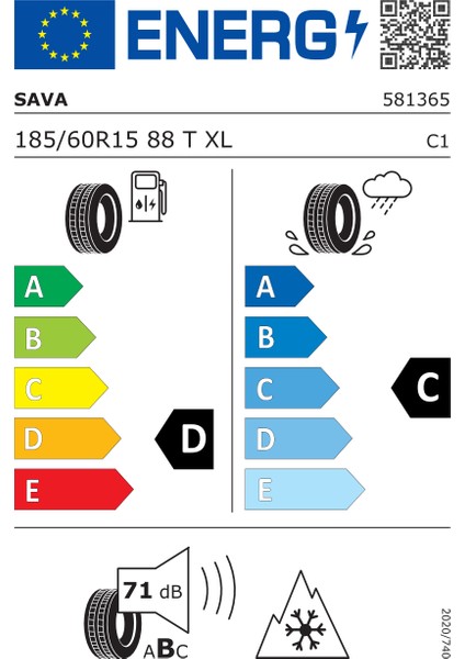 185/60 R15 88T Xl Eskimo S3+ M+S Oto Kış Lastiği (Üretim Yılı: 2023)