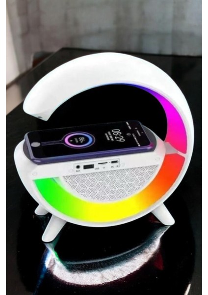 Bluetooth Hoparlör Dijital Göstergeli Wireless Şarj Rgb Işıklı