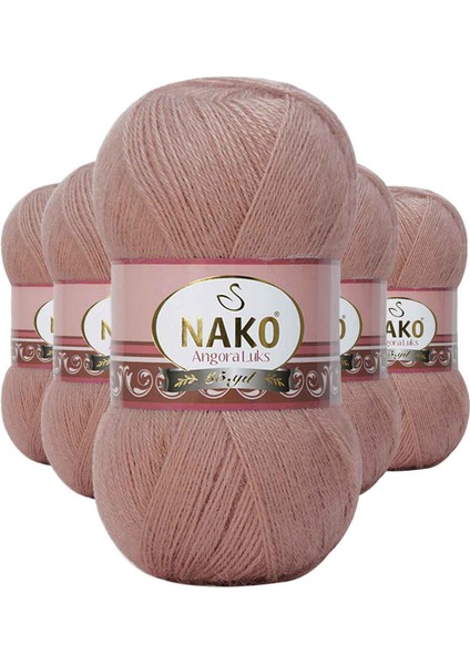 5 Adet Angora Lüks El Örgü Bronz 11054