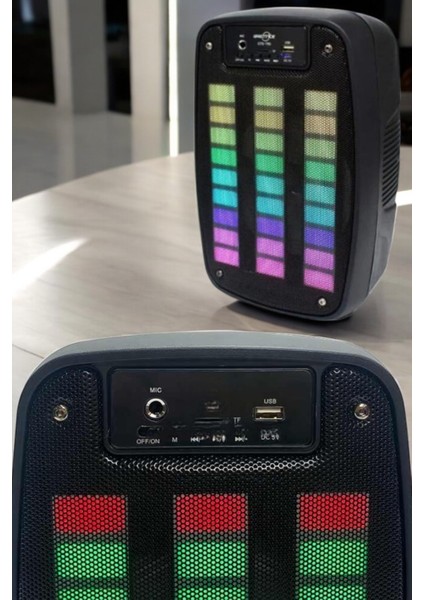 Bluetooth Hoparlör Rgb Işıklı USB Sd Kart Girişli Taşınabilir