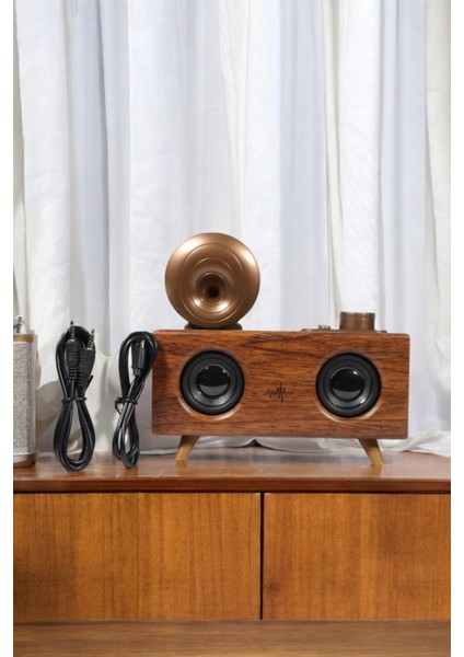 Bluetooth Hoparlör Ahşap Klasik Retro Gramofon Bluetooth Müzik Kutusu
