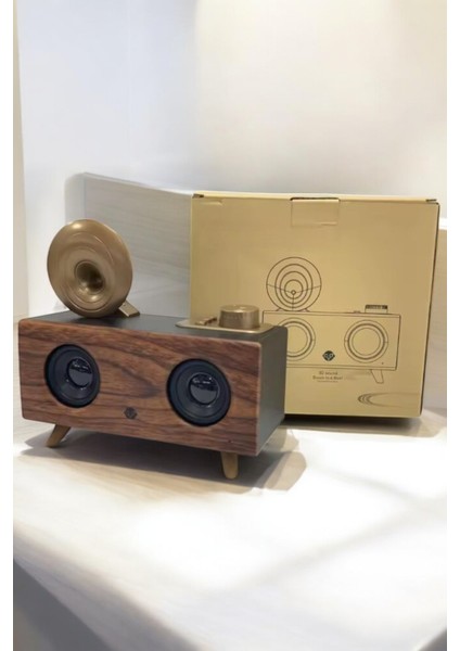 Bluetooth Hoparlör Ahşap Klasik Retro Gramofon Bluetooth Müzik Kutusu