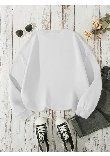 Sweatshirt Change The World Baskılı 3 Iplik Kalın Beyaz Sevgili Kombin fiyatları