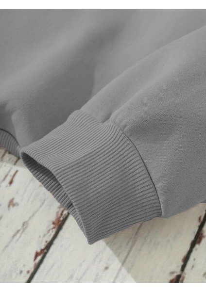 Sweatshirt Create Your Own Path Baskılı 3 Iplik Kalın Gri Sevgili Kombin indirimleri