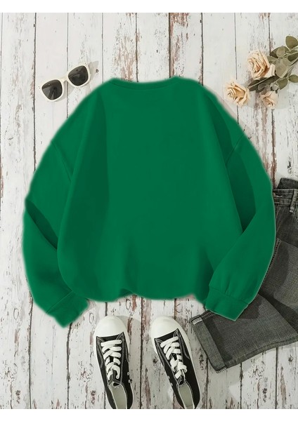 Sweatshirt Christmas Sweater Baskılı 3 Iplik Kalın Yeşil Sevgili Kombin fiyatları