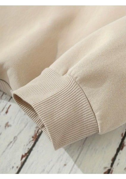 Sweatshirt Cupid Devotion Baskılı 3 Iplik Kalın Bej Sevgili Kombin indirimleri