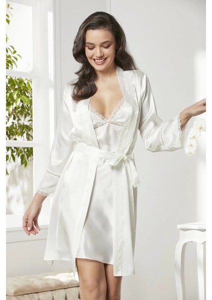 Pierre Cardin 6965 Bayan 6'lı Saten Gecelik Sabahlık