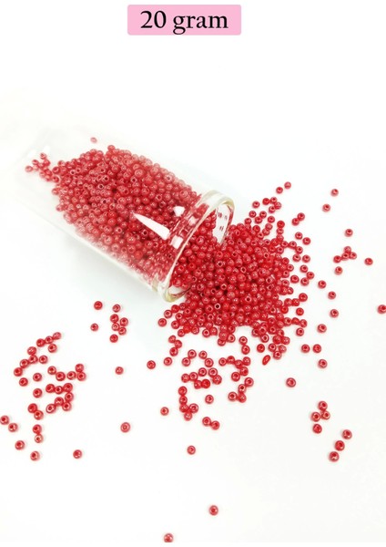 Dökme Cam Kum Boncuk (11/0) 2 mm - 20 Gram - Kırmızı - BNC004