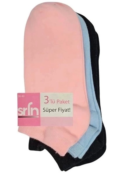 Srfn Kadın Patik Çorap 3 Lü Düz Renkli fiyatları