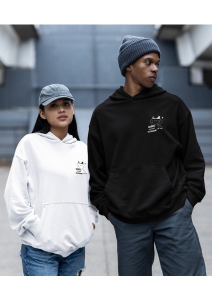 Fincan Taşıyan Insan Figür Baskılı Kapşonlu Sevgili Sweatshirt 2'li Set