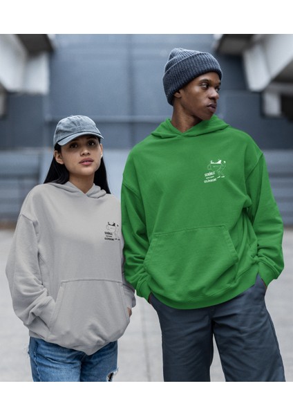 Fincan Taşıyan Insan Figür Baskılı Kapşonlu Sevgili Sweatshirt 2'li Set