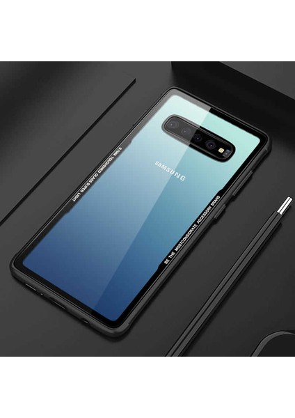 Galaxy S10 Uyumlu Kılıf Arkası Temperli Cam Kenarları Silikon Podmolje Craft Kapak