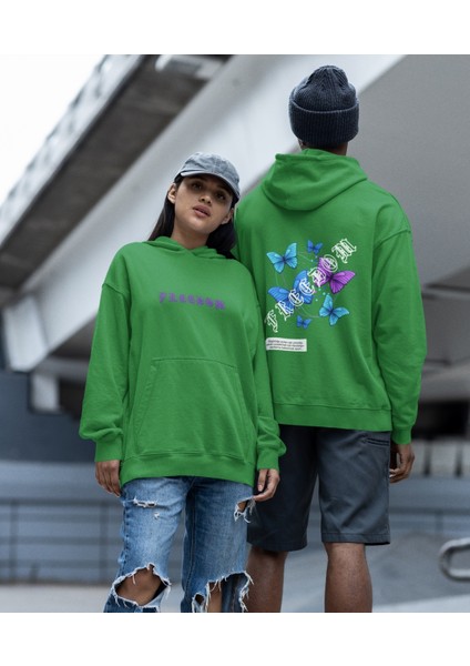 Freedom(Özgürlük) Kelebek Baskılı Çift Sweatshirt 2'li Set