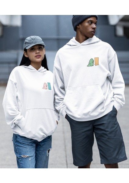 Dinozor Baskılı Sevgili Sweatshirt Kombin Ikili Set