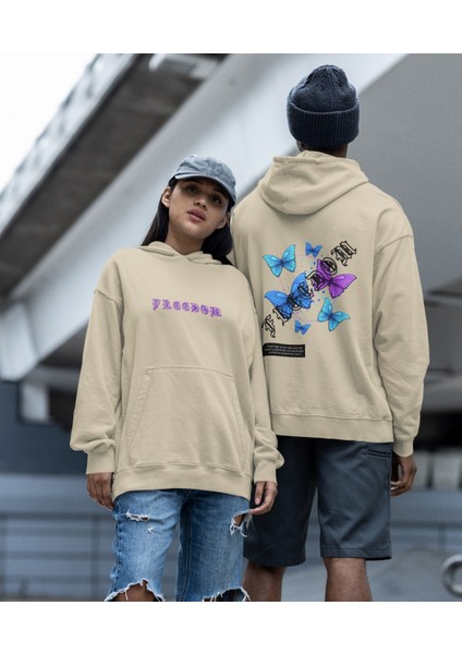 Freedom(Özgürlük) Kelebek Baskılı Çift Sweatshirt 2'li Set