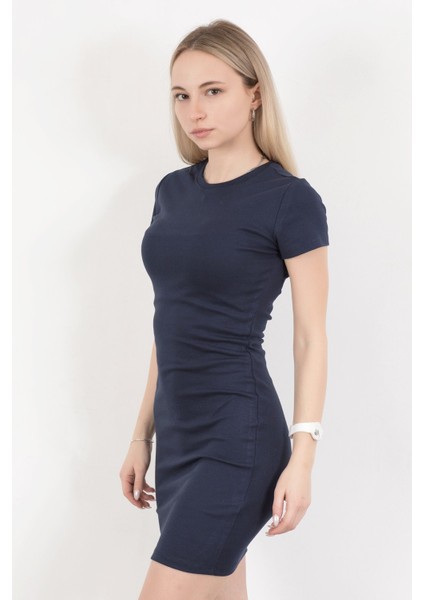 Kadın Bisiklet Yaka Slim Fit Kısa Elbise Lacivert - MS0000515 fırsatları
