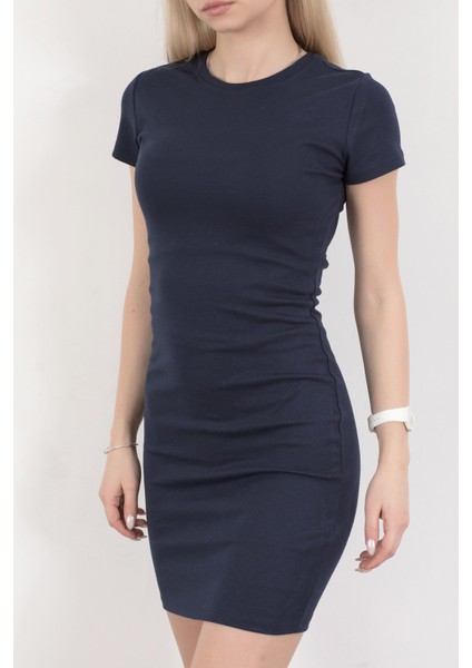 Kadın Bisiklet Yaka Slim Fit Kısa Elbise Lacivert - MS0000515 indirimleri