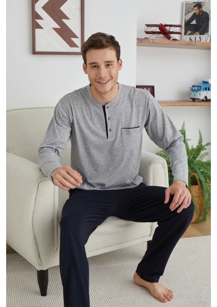 Kocabey 9111 Battal Erkek Midi Yaka Pijama Takımı