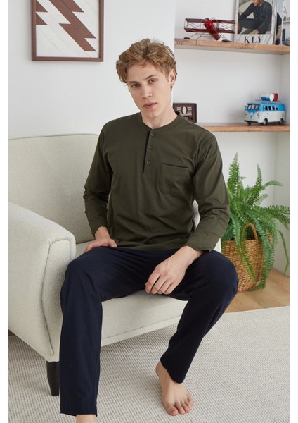 Kocabey 9111 Battal Erkek Midi Yaka Pijama Takımı