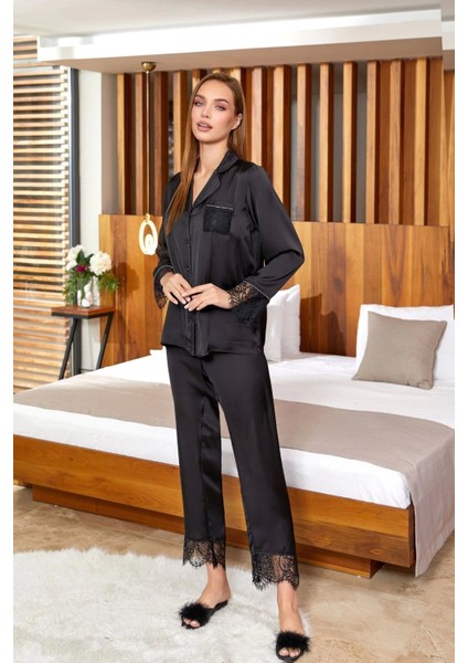 Aqua 25168 Saten Dantelli Gömlek Pijama Takımı fiyatları