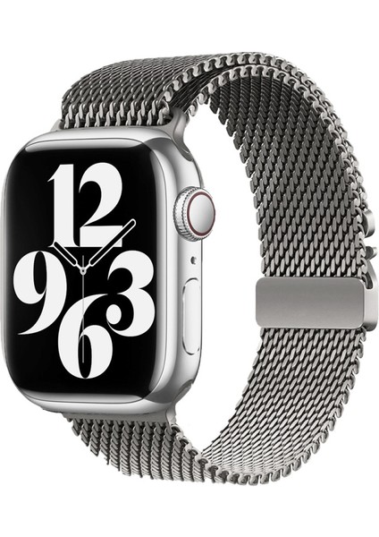 Apple Watch 45MM Kordon Şık Metal Hasır KRD-121