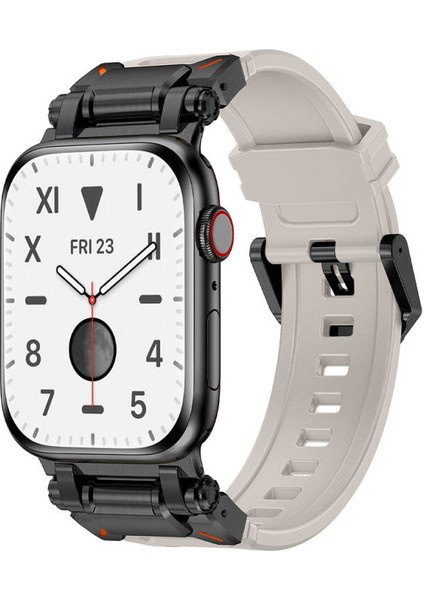 Watch 45MM KRD-101 Titanyum Metal Başlıklı Şık Silikon Kordon