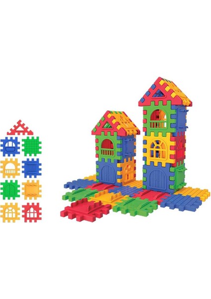 Puzzle City 3D Yapı ve Tasarım Blokları 64 Parça Eğitici Oyuncak