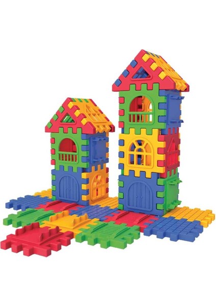 Puzzle City 3D Yapı ve Tasarım Blokları 64 Parça Eğitici Oyuncak
