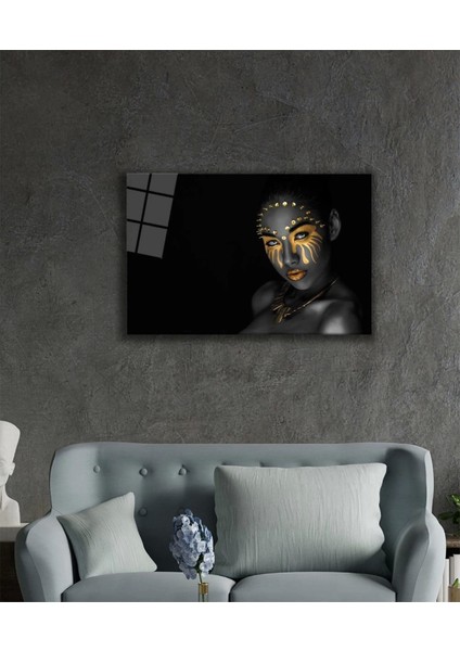 - Siyah Kadın Altın Makyaj Cam Tablo fiyatları