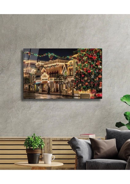 - Noel Sokağı Cam Tablo Christmis Streets