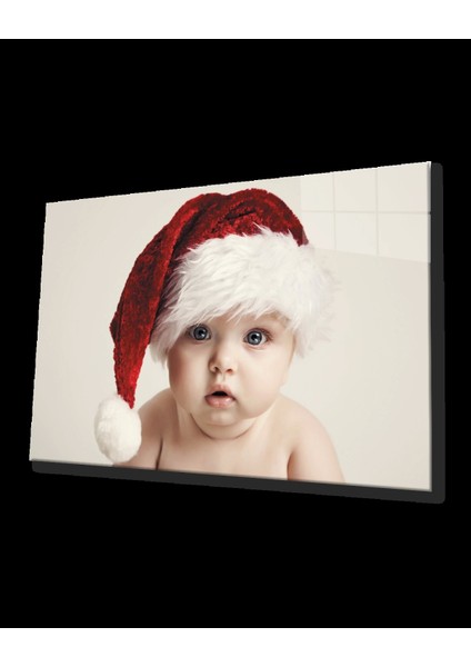 - Noel Şapkalı Bebek Cam Tablo