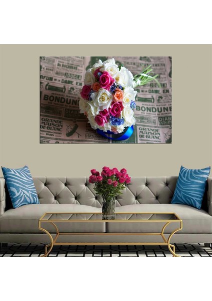 Dekoratif Baskı Buket Çiçek Kanvas Tablo
