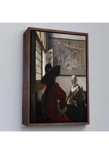 - Çerçeveli Johannes Vermeer - Memur ve Gülen Kız Tablo - Officer And Laughing GIRL-7366