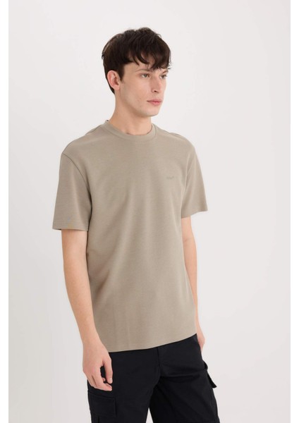 Regular Fit Bisiklet Yaka Ütü Gerektirmeyen Nefes Alabilen Baskılı Kısa Kollu Ağır Kumaş Tişört D5514AX25SP fırsatları