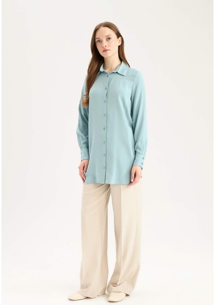Regular Fit Basic Düz Uzun Kollu Tesettür Gömlek Tunik Z3538AZ25SP fiyatları