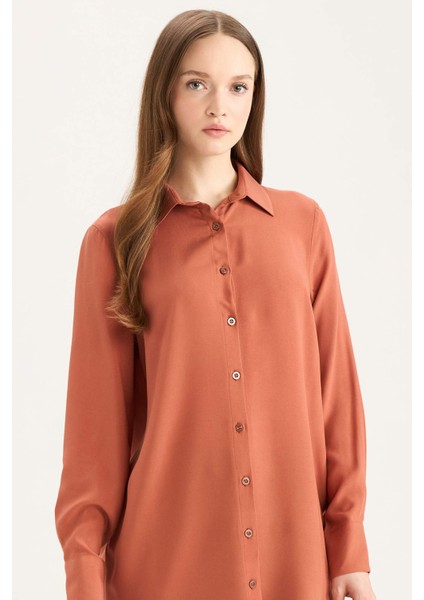 Regular Fit Basic Düz Uzun Kollu Gömlek Tunik Z3538AZ25SP