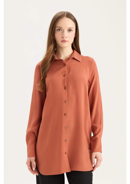 Regular Fit Basic Düz Uzun Kollu Gömlek Tunik Z3538AZ25SP