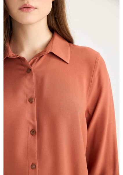 Regular Fit Basic Düz Uzun Kollu Gömlek Tunik Z3538AZ25SP