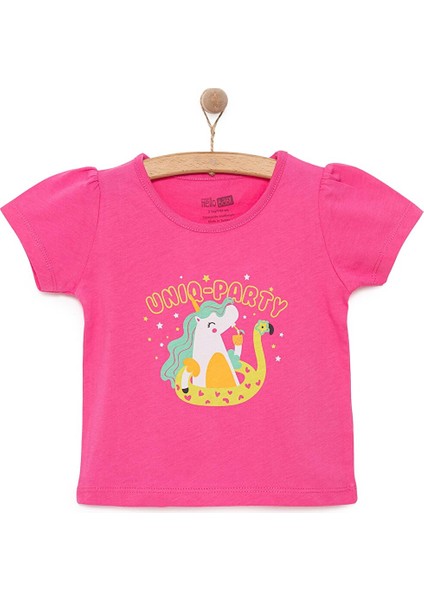 Basic Kız Unicorn Parti Baskılı T-Shirt Kız Bebek