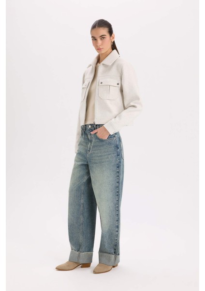 Regular Fit Polo Yaka Cepli Fermuarlı Kısa Kaşe Kaban D5767AX25SP fiyatları