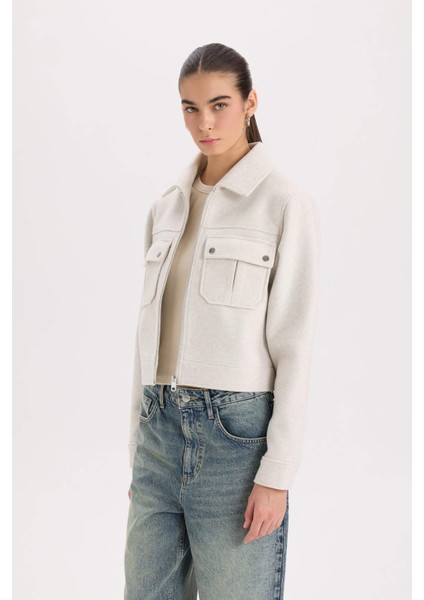 Regular Fit Polo Yaka Cepli Fermuarlı Kısa Kaşe Kaban D5767AX25SP modelleri