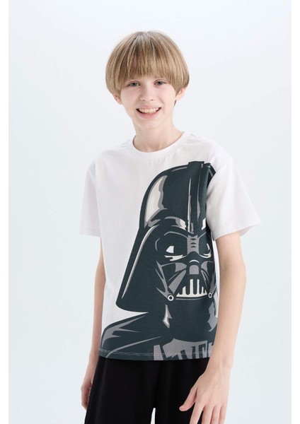 Erkek Çocuk Star Wars Pijama Takımı Bisiklet Yaka Kısa Kollu Üst Beli Lastikli Şort E0336A825SM