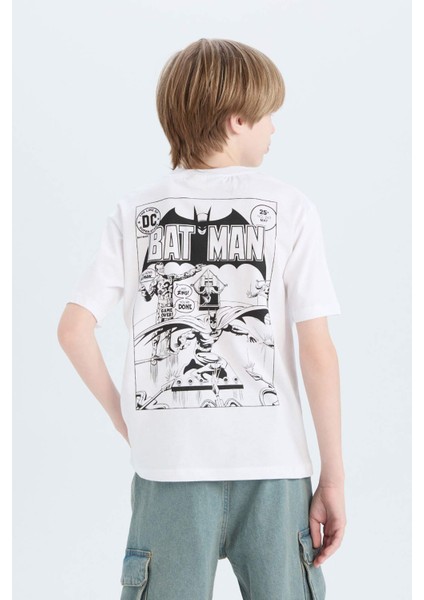Erkek Çocuk Batman Bisiklet Yaka Sırt Baskılı Kısa Kollu Tişört E3109A825SM