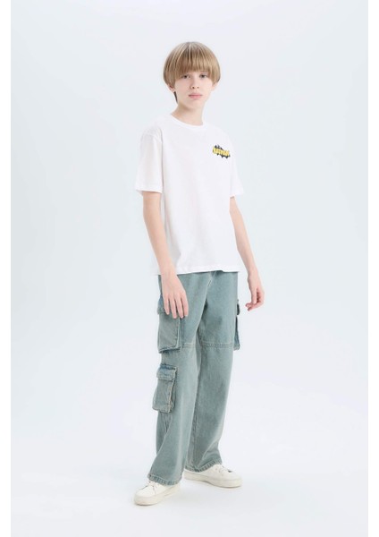 Erkek Çocuk Batman Bisiklet Yaka Sırt Baskılı Kısa Kollu Tişört E3109A825SM fiyatları