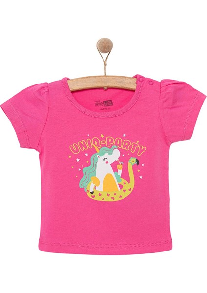 Basic Kız Unicorn Parti Baskılı T-Shirt Kız Bebek